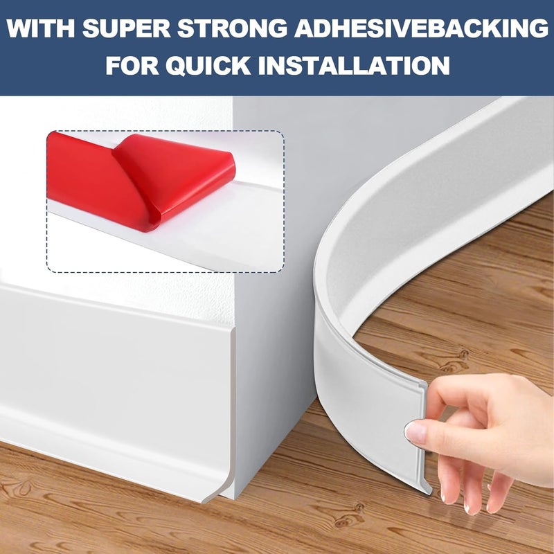 DGSL DSGL Flexible Baseboard Molding Trim, 4 in x 40 Ft Self-Adhesive Vinyl Wall Base,Peel and Stick Rubber Wall Base Moulding Trim (White) - Image 4